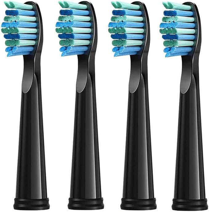 4/8/12/16 Pcs Replacement Brush Heads Compatible with Seago Compatible with Fairywill Electric Toothbrush Head Dupont Bristle Brush Refill Tooth Clean(4 Pcs Black)