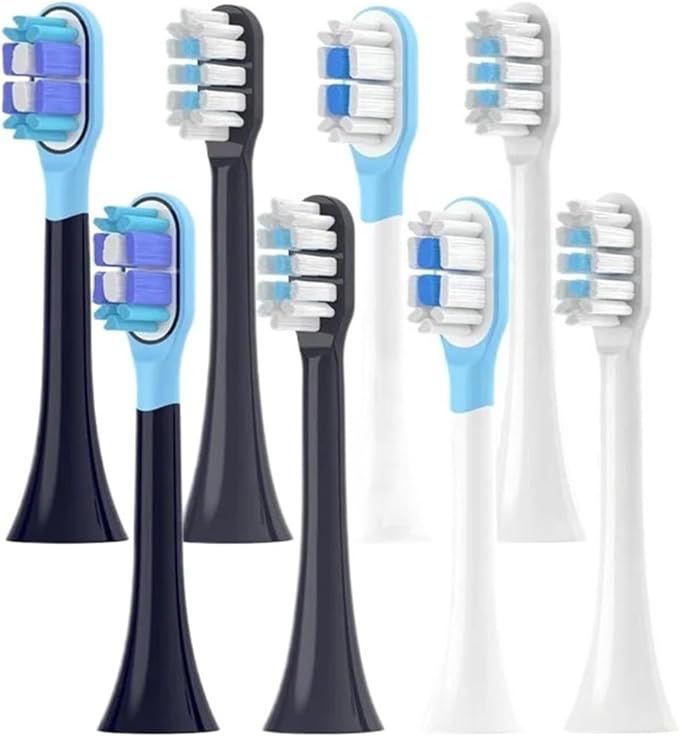8pcs Replacement Toothbrush HeadsCompatible for MIJIA T301/T302/T501 Sonic Electric Tooth Brush Soft Bristle Nozzles with Vacuum Packaging(8 White)