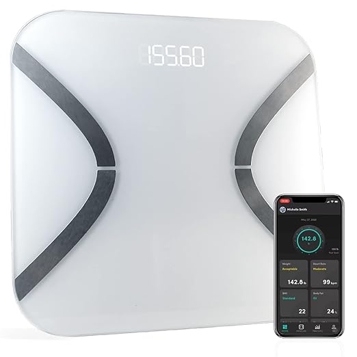 Korescale Gen2 Digital Smart Scale with BMI Body Fat Muscle Mass Weight | Highly Accurate Bathroom Scales Bluetooth Composition Analyzer | Compatible with KoreHealth Apple Health App (White)