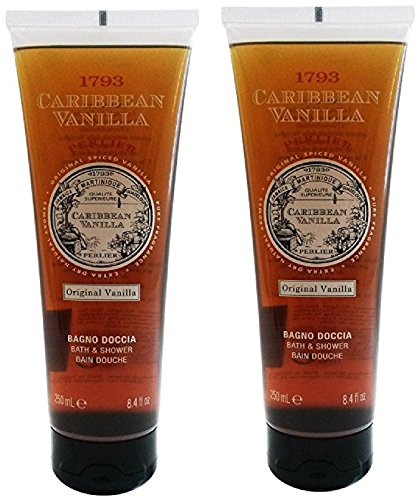 Perlier:1783 Caribbean Vanilla Bath &amp Shower Original Vanilla Scent 8.4 Fluid Ounces (250mL) Bottle (Pack of 2) [ Italian Import ]