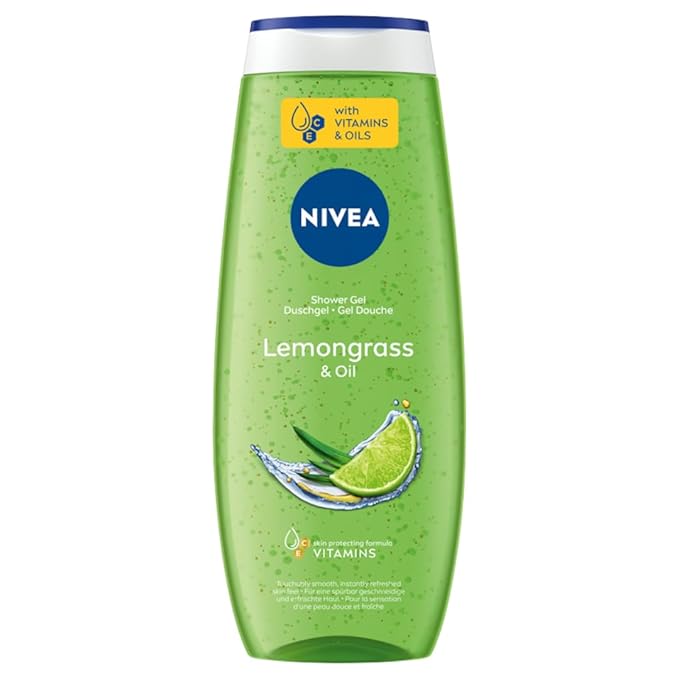 NIVEA Lemongrass &amp Oil Shower Gel for Daily Body Cleansing Enriched with Nourishing Oil Pearls Refreshing Lemongrass Aroma and Gentle Foaming Formula 500 ml / 16.9 Fl Oz