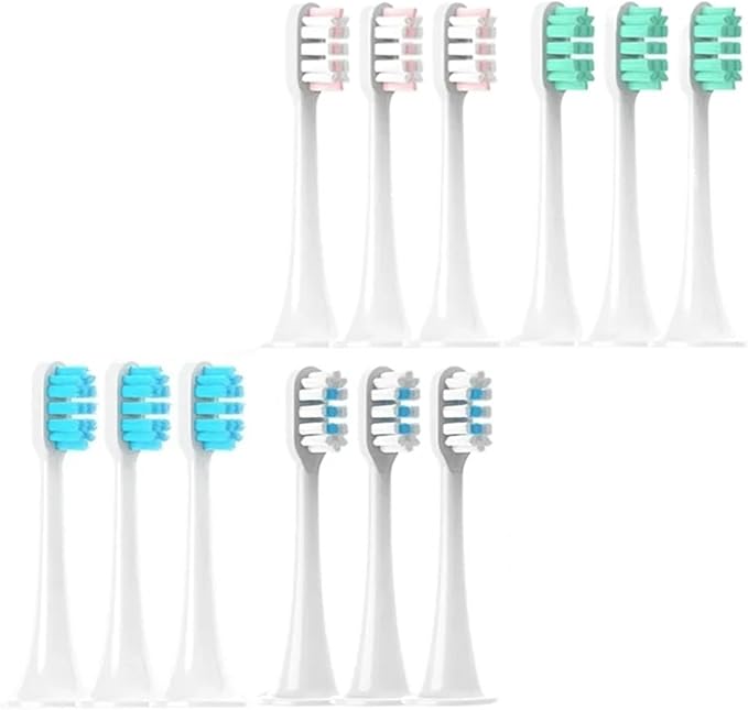 Compatible for XIAOMI MIJIA 4/12PCS Replacement Brush Heads - T300/T500/T700 Sonic Tooth Soft Bristle Vacuum Package(4Colors)