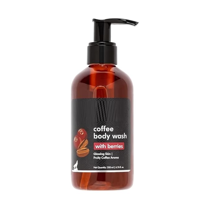 RJ Coffee Body Wash with Berries | De-Tan &amp Deep Cleansing Shower Gel | Enriched with Vitamin C &amp in Energizing Fruity Berry Aroma | Suitable for All Skin Types | For Men &amp Women (200ml)