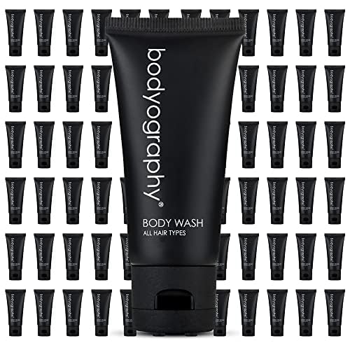 World Amenities - Bodyography - Body Wash | 1.4oz | Lavender Peppermint Mini Travel Size Toiletries (100% Recyclable Tube with Flip Top Cap) Hotel Amenities Suitable for All Skin Types