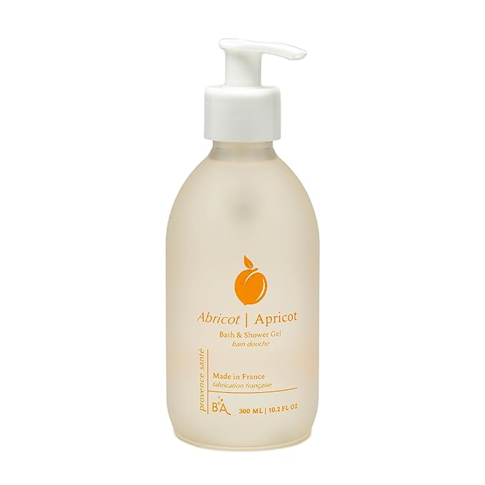 Provence Sante Cleansing Bath &amp Shower Gel - Moisturizing Almond Oil Body Wash for Dry Skin - Nourishing Ripe Apricot Scent - Made in France - 10.2 Oz
