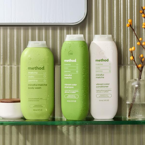 Method Shower Set Mindful Matcha Body Wash 18 Fl Oz Color Protect Shampoo 14 Fl Oz Color Protect Conditioner 13.5 Fl OZ (Variety Pack)