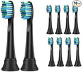 Replacement Toothbrush Heads ONLY Compatible with AGARO Cosmic Plus Sonic Electric Tooth Brush Black 10 Pack