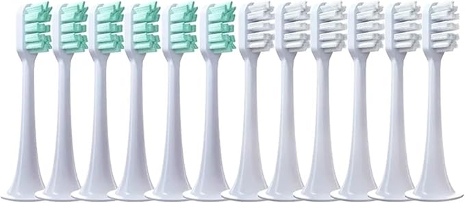 12PCS Compatible for XIAOMI MIJIA T300/T500/T700 Replacement Brush Heads Sonic Electric Tooth Soft Bristle Caps Vacuum Package Nozzles(6Green6White)