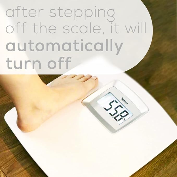Beurer PS25 Digital Bathroom Scale for Body Weight – 400lb Capacity Auto-Calibrate XL Backlit Display – Glass Precise and Accurate Body Scale