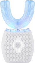 Automatic Ultrasonic 360 Sonic Toothbrush Waterproof Rechargeable Electric Teeth Whitening Brush for Travel &amp Household (White)