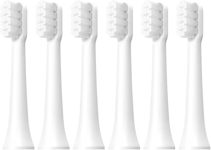 6/12Pcs Replacement Brush Heads Compatible for Mes603 Electric Toothbrush Vacuum Soft Bristle Suitable Nozzles(T100-WH-6PCS)