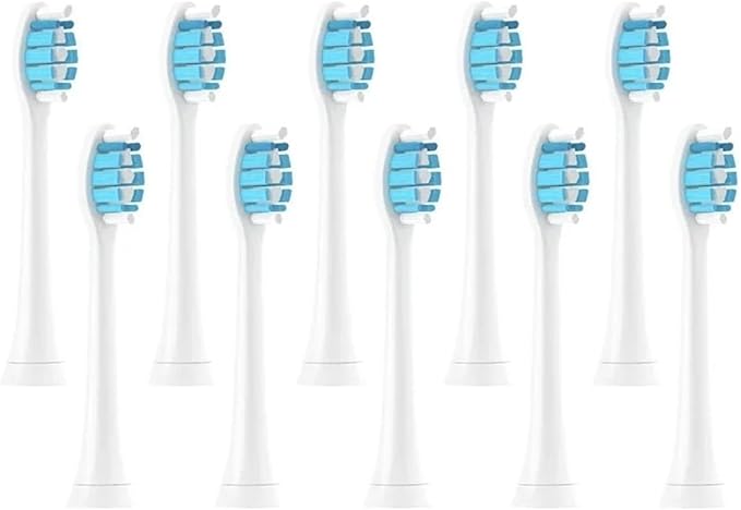 Brush Heads Adapted to HX3/HX6/HX8/HX9 Series Electric Toothbrush Head Soft(10pcs WhiteBlue)