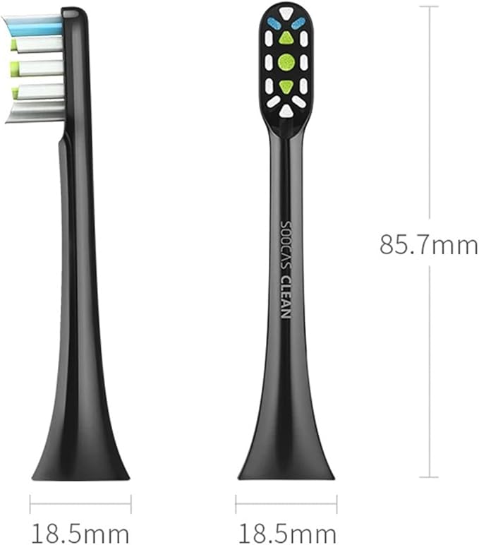 Electric Toothbrush Heads Replacement Compatible for SOOCASX1 X3 X3U X5 Teeth Brush Replacement Heads(Black 2 pcs)