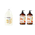 Everyone 3-in-1 Soap Body Wash Bubble Bath Shampoo Bundle with 1 Gallon Coconut Lemon and 2 Pack 32 Ounce Orange Squeeze Kids