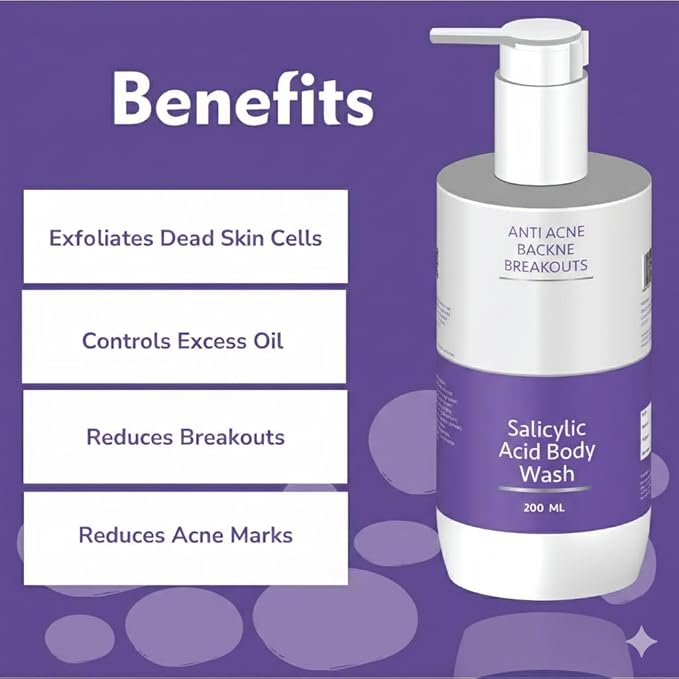 Salicylic Acid Body Wash 1% Salicylic Acid with Apple Cider Vinegar &amp Neem Anti Acne Backne Breakouts 200 ML