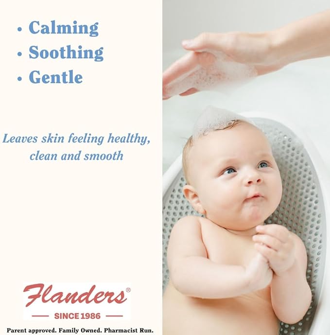 Flanders 3in1 Baby Bubble Bath Shampoo &amp Body Wash 15oz Bottles with Pump | Tear-Free Hypoallergenic Cleanser with Jojoba Coconut &amp Argan Oil Fragrance Free for Sensitive Skin 2 Pack (30o