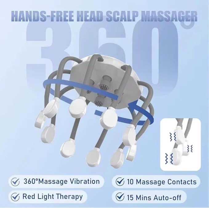Head Massager for Migraine Relief with MusicThe Vibra CalmHeadache Massager for Migraines with 20 Vibrating PointsElectric Head Massager ScalpScalp Massager ToolStress Relax(OrangeUpgraded)