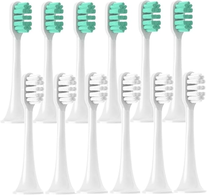12PCS Replacement Brush HeadsCompatible for XIAOMI MIJIA T300/T500/T700 Electric Tooth Soft Bristle Caps Vacuum Package Nozzles(6Green6White)