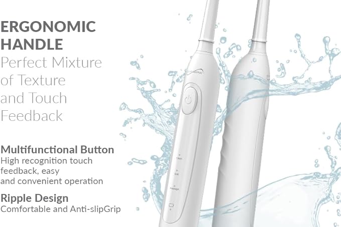 Supersonic TB-1000 Sonic Zoom+ Advanced Rotating Electric Toothbrush | 8800 OPM | Wireless Charging | 3 Cleaning Modes | 6 Brush Heads | Auto Timer | Travel Case | Black (White)