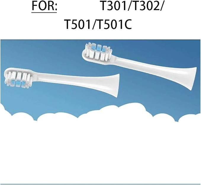Replacement Toothbrush Heads Compatible for T301/T302/T501 Sonic Electric Tooth Brush Soft Bristle Nozzles with Packaging(8 PCS White)