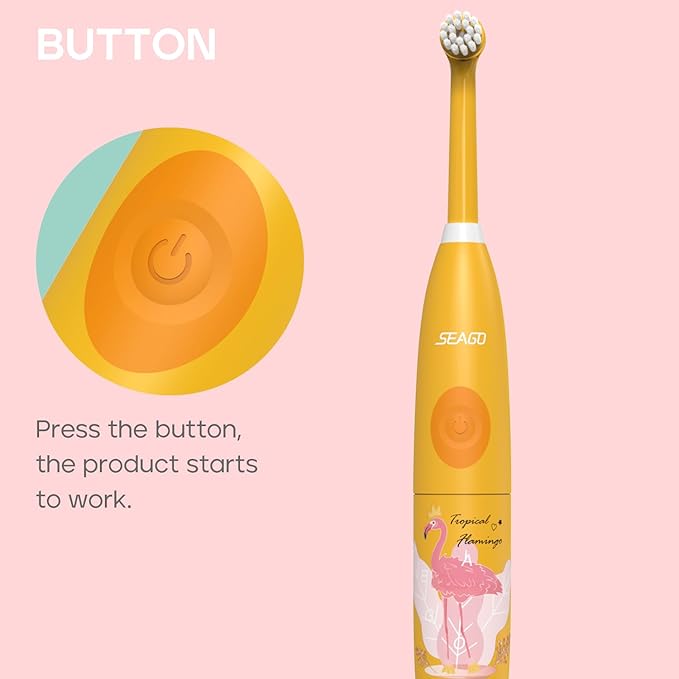 KME Kids Electric Toothbrush with Sonic Technology Rechargeable Soft Bristles Heads DIY Flamingo Stickers Modes Ideal for Ages 3–12 Perfect Girls Toddler Toothbrush