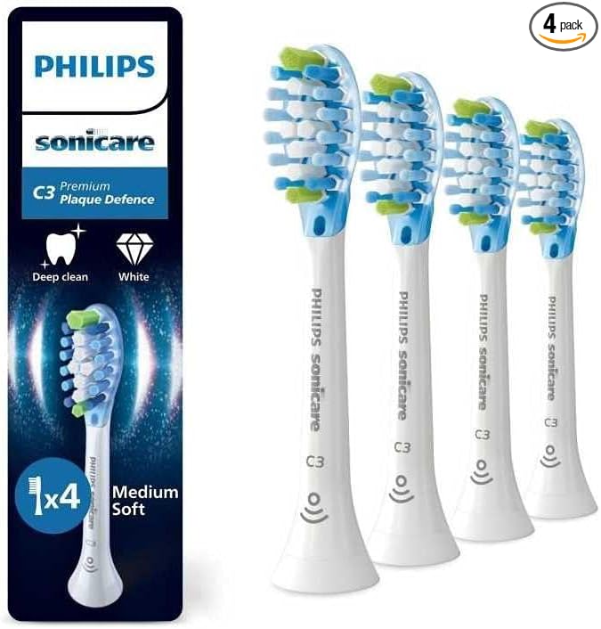 Philips Sonicare C3 Premium Plaque Defence Original Replacement Toothbrush Heads White 4-Pack HX9044/87