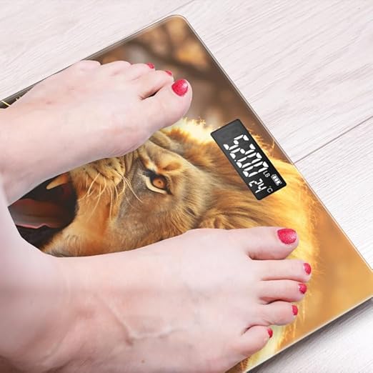 Digital Scale for Body Weight Highly Precision Bathroom Weight Scale 400 lbs with Backlit Display Personalized Scale for Home-Majestic Lion Roaring in The Savannah