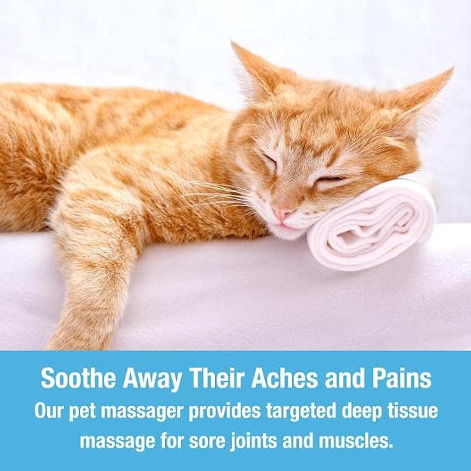 Tilcare Handheld Pet Massager for Dogs and Cats Electric Cat and Dog Massage Tool - Head and Back Scratcher for Relieving Tension Tight Muscles and Stiffness with Four Rotating Massage Heads