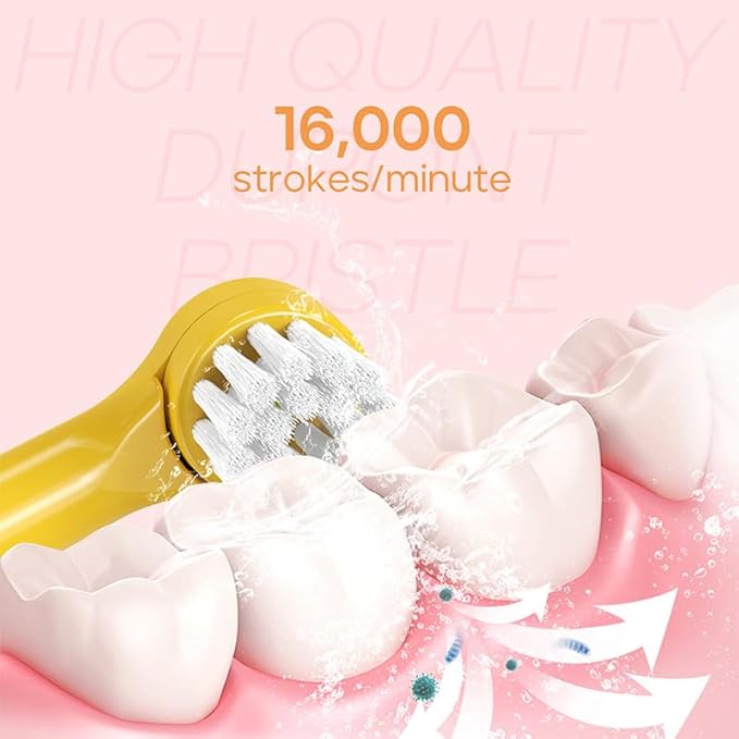 KME Kids Electric Toothbrush with Sonic Technology Rechargeable Soft Bristles Heads DIY Flamingo Stickers Modes Ideal for Ages 3–12 Perfect Girls Toddler Toothbrush