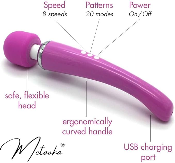 Therapeutic Cordless Massager - Powerful Massage Tool Handheld 8 Speeds 20 Patterns - Rechargeable Hand Massagers for Sore Muscles - Hand Held Massage Tool for Neck &amp Back
