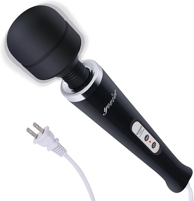 YEVIOR Wired Powerful Handheld Massager with 10 Pulse Settings Strong Vibration for WomenPersonal Total Body Therapy Massager for Sports Recovery Muscle Aches Body Pain (Black)