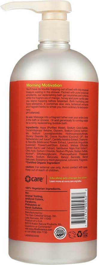 Alba Botanica Very Emollient Bath &amp Shower Gel Honey Mango 2 Pack (32oz)