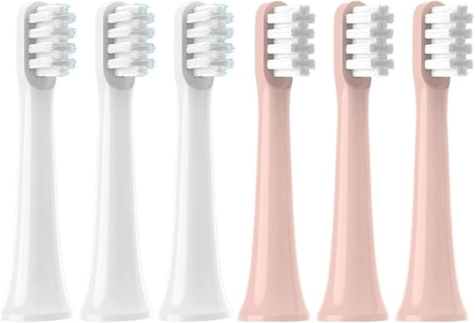Vacuum Replacement Brush HeadsCompatible for XIAOMI MIJIA T100 4PCS Sonic Electric Tooth Soft Bristle Caps Package Nozzles(3White3Pink)