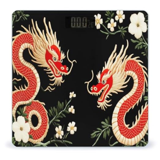Women's Digital Bathroom Weighing Scale Automatic Switch Energy Saving Scale Smart Scale for Body Weight Compatible with Floral Chinese Japanese Dragon Flower