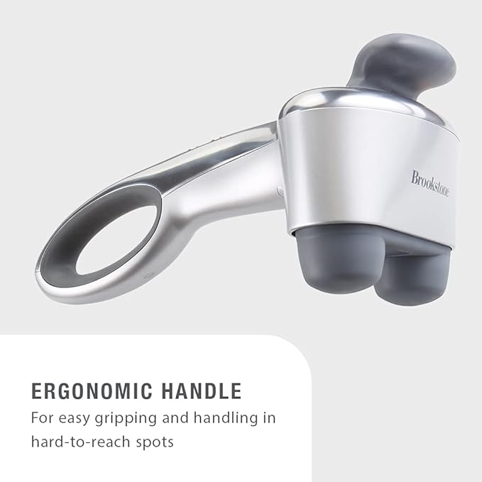 Brookstone B-HHP-650J Cordless Neck Back Percussion Massager Deep Kneading Dual-Node Portable Light-Weight Rechargeable Brookstone Max 2 Silver ()