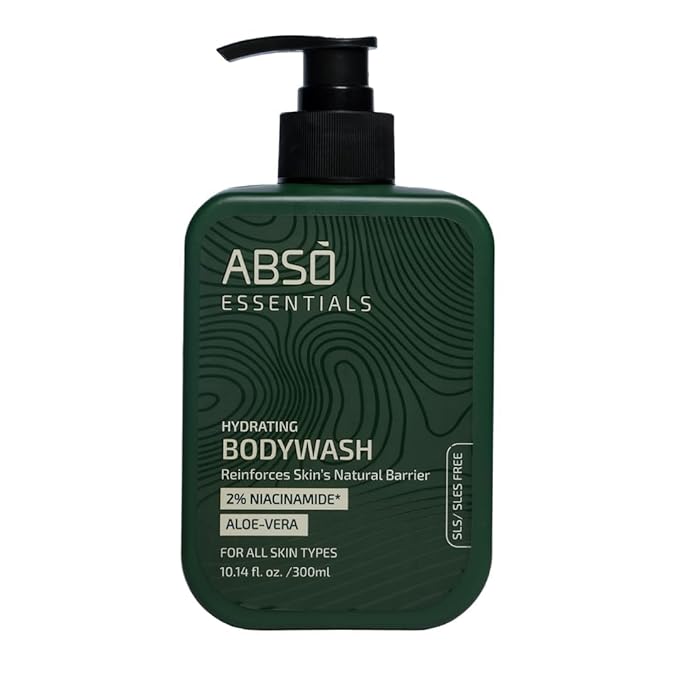 A.B.S.O ESSENTIALS 2% Niacinamide Body Wash with Aloe Vera – Hydrating Daily Cleanser for Dry &amp Sensitive Skin – Skin Barrier Support – SLS &amp Paraben Free –10.1 fl oz