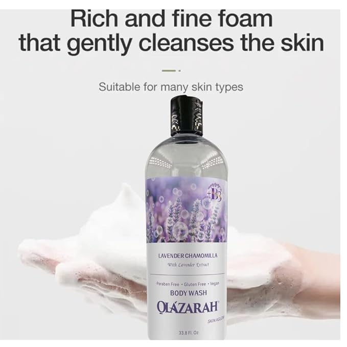 Lavender Chamomilla Body Wash for Women and Men - Nourishing &amp Moisturizing - All Skin Types - Paraben-Free – Vegan (Lot of 3)