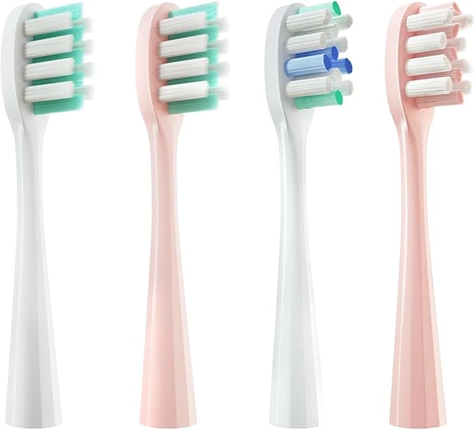 4 Pcs/Pack Replacement Brush Heads Compatible for Usmile Electric Toothbrush Head Clean Type/Soft Bristle(Soft Bristle Pink)