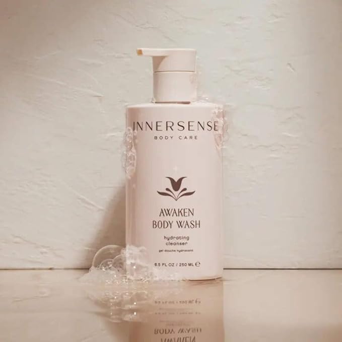 INNERSENSE Organic Beauty - Awaken Body Wash | Avocado Oil Vitamins B5 C + D to Gently Cleanse Soften Soothe Skin | Clean Non-Toxic Cruelty-Free | Paraben + Phthalate Free (8.5 fl oz | 250 ml)