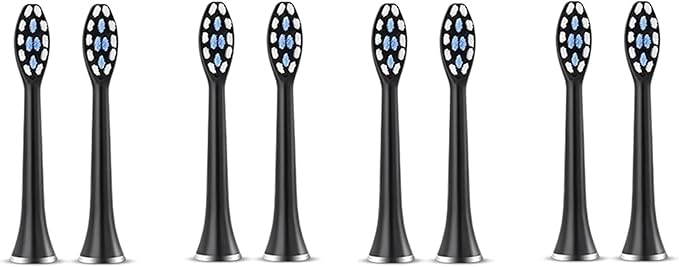 Compatible for SUBORT S7 Replacement Brush Heads - Super Sonic Toothbrush Accessories(8 Black Brush Head)