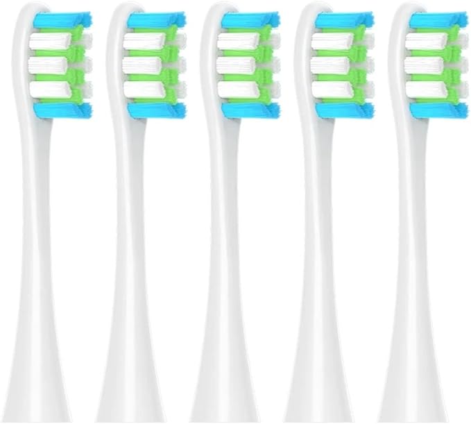Replacement Brush Heads for Compatible Oclean Flow/X/X PRO/F1/ One/Air 2 Sonic Electric Toothbrush Blue Green Soft Bristle Nozzles(5 White)