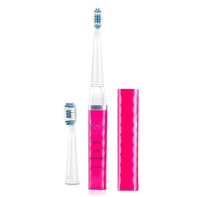Pop Sonic USB Charge Anywhere Toothbrush (Pink) - Rechargeable Toothbrush w/Up to 40000 Brush Strokes/Minute -Long-Lasting Dupont Nylon Bristles -Teens &amp Adult with Quadrant Pacer