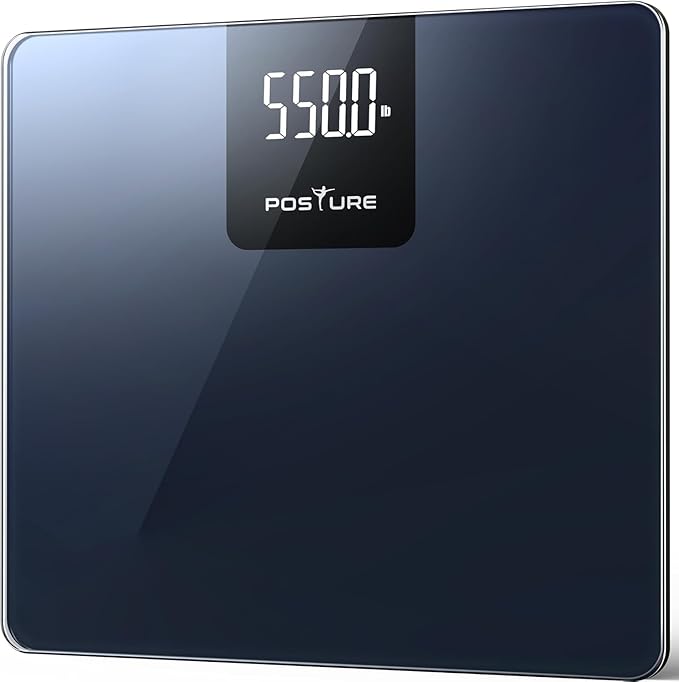 Posture 550lb Capacity Digital Bathroom Scale High Precision Body Weight Scale Extra Wide Platform Large LED Display and Durable 8mm Tempered Glass Platform for Home