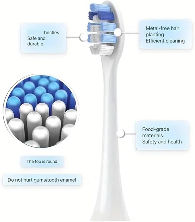 Compatible for 16pcs Replacement Toothbrush Heads Compatible with Brush with Protective Cover Soft Bristles(16pcs Black)