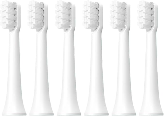 Compatibility for Xiaomi Toothbrush Head T100 Replacement Brush MES603 Soft Bristle Universal(T100-WH-6Pcs)