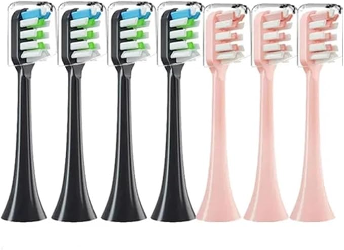 Compatible ForXiaomi SOOCAS X3 X5 X3U X1 V1 V2 SOOCARE Head 7pcs Replacement Heads Brush Soft Sonic Toothbrush Vacuum Bristle(3pink 4black)