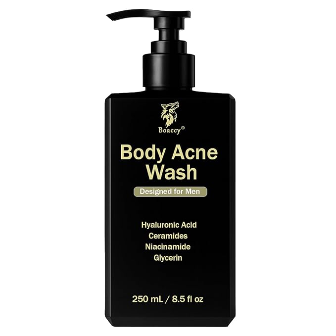 Men's Acne Body Wash Acid Body Wash for Back Chest &amp Shoulders with Niacinamide Glycolic Acid &amp Ceramides 8.5 fl oz