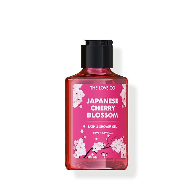 T.H.E. L.OV.E Japanese Cherry Blossom Body Wash | Luxury Body Wash for Women | Organic &amp Vegan | Shower Gel Women | 100% Vegan | Luxury Beauty | Body Skin Care Products 50ml(1.6 fl oz)