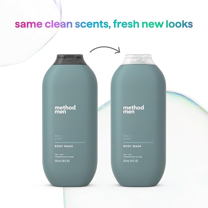 Method Men Body Wash Sea + Surf Paraben and Phthalate Free 18 FL Oz (Pack of 3)Softening