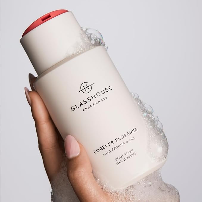Glasshouse Fragrances Forever Florence Body Wash Rich in Gotu Kola &amp Cocout Oil Cleansing &amp fragranced Wild Peonies &amp Lily 10 fl. oz. (300mL)